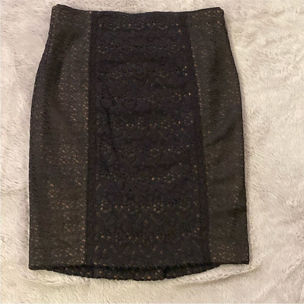 Byron Lars Elegant Black Lace Pencil Skirt, US6